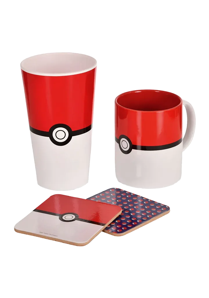 Pokemon – XXL Glass – Mug – 2 Costers Pokeball Items